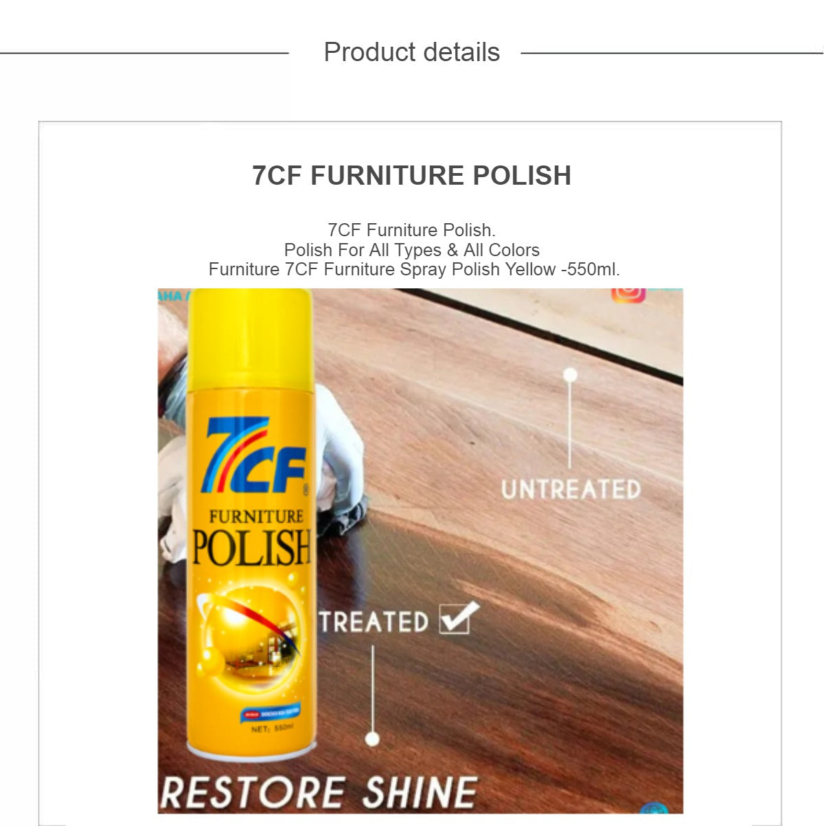 7Cf Furniture Foam Spray Polish Shining - 550Ml